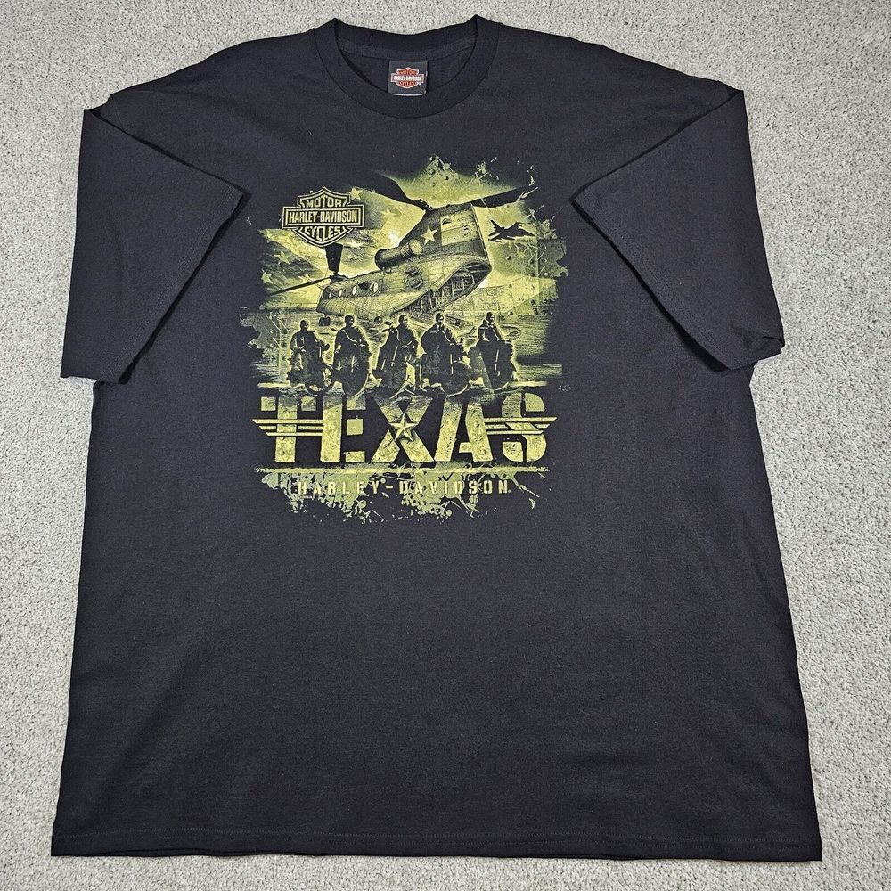 Harley Davidson Bedford Texas Military Bike Two Sided T-Shirt Men's Size 2XL‎